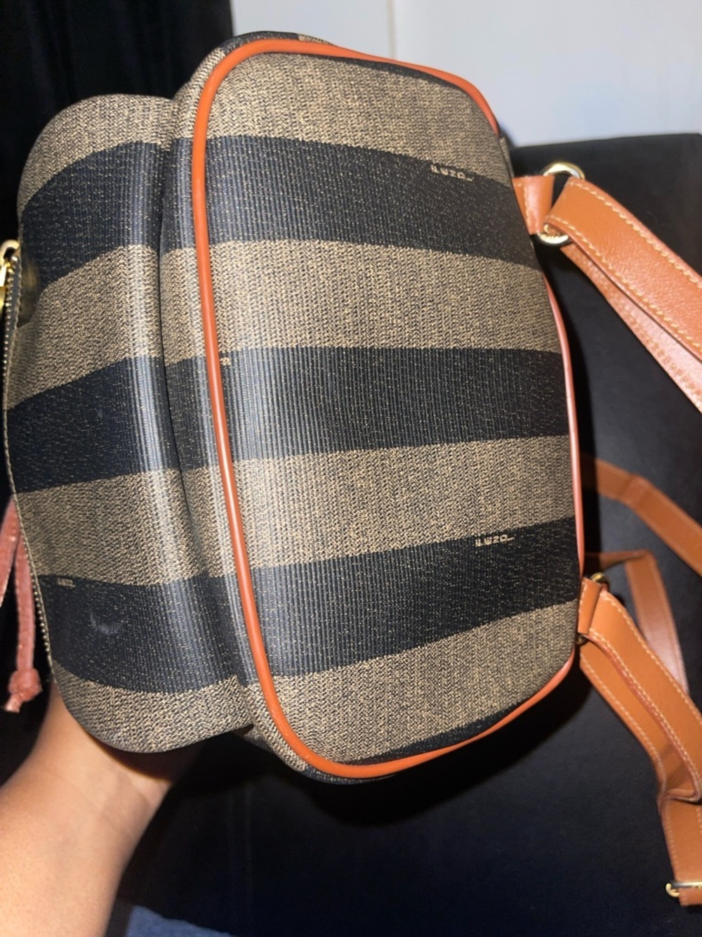 Fendi Vintage Pecan Striped Pequin Coated Canvas Small Backpack - Picture 8 of 17